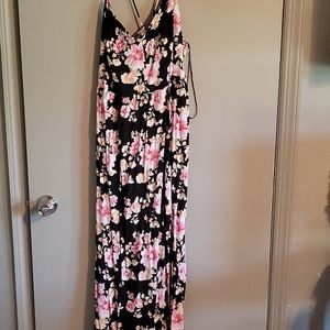 Floral lace up back dress